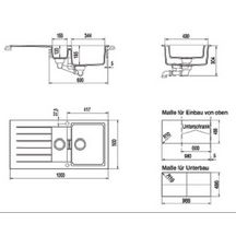 Evier PRIMUS 22411 100x50cm 1 cuve 1 égouttoir 1 vide-sauce alpina réf. EV22411PC 116