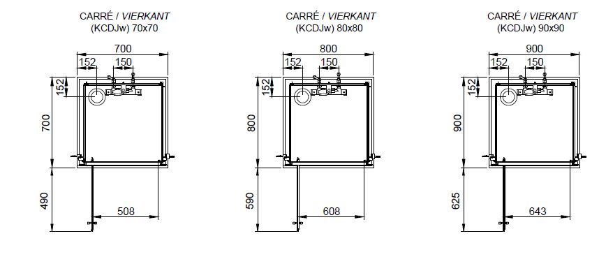 CABINE IZI GLASS 2 PIVOTANTE NICHE 90X90 VERRE TRANSPARENT Réf. L11IZPN090