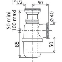 Siphon Altech évier laiton nickel mat réglable NF