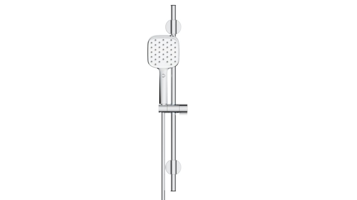 Ensemble de douche Alterna SEDUCTA 2 douchette à main carrée 130 x 130 mm 4 jets avec barre de douche inox et flexible de douche chromé