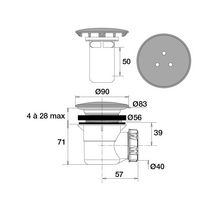 Bonde siphoïde sortie latérale pour receveur D60 plastique à visser ou à coller chromé 56600000000