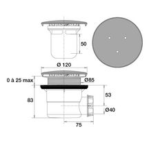 Bonde de douche plastique à sortie horizontale D40 à visser ou à coller 57150000000