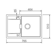 Evier MONO 1 bac 1 égouttoir 765x510 polaris réf. EVC1901 106