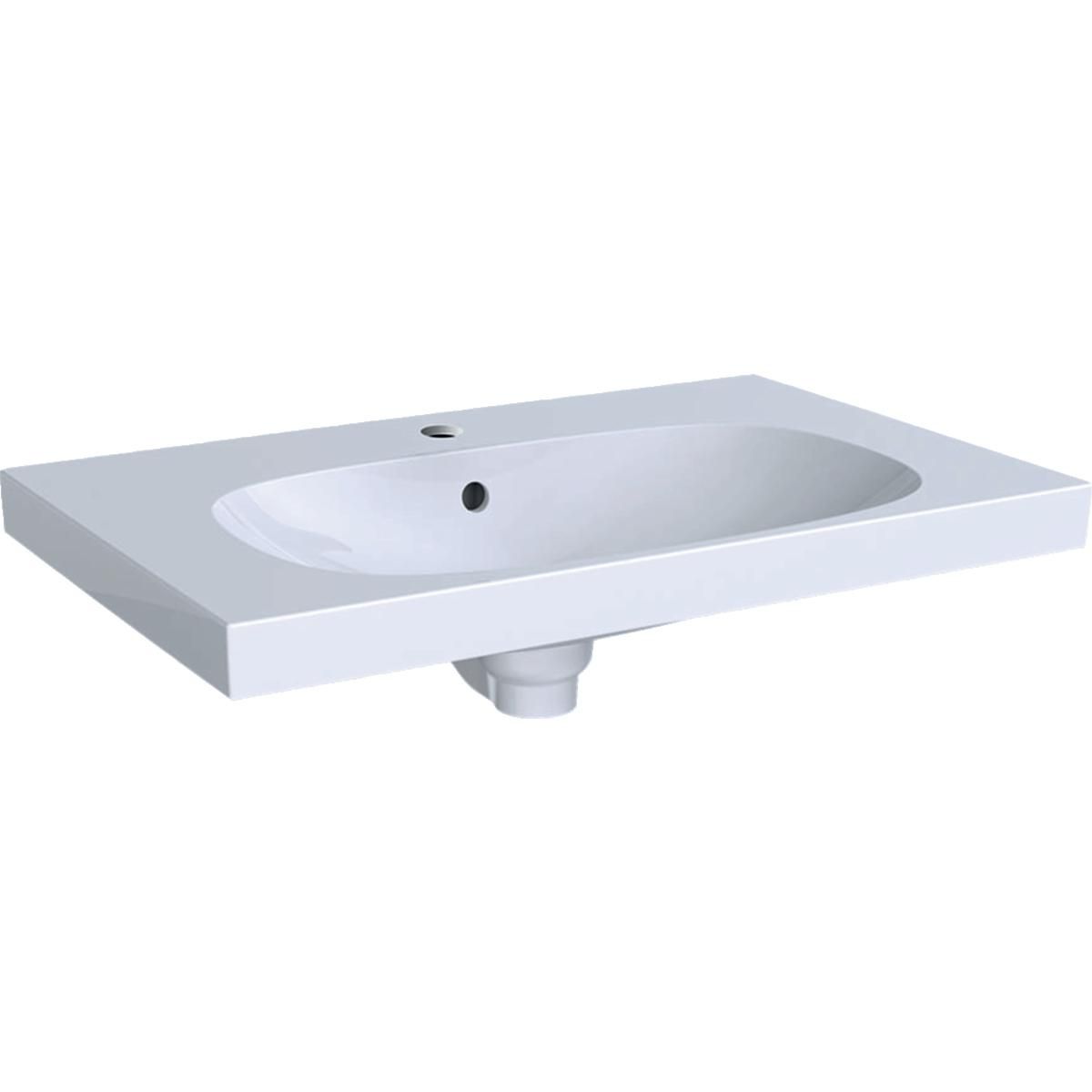 Lavabo Acanto avec plage de dépose - 75 x 48,2 cm - trou de robinetterie au centre - trop-plein visible - blanc Réf. 500.622.01.2