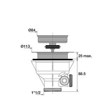 Bonde évier à panier manuelle D90 plastique inox sans trop plein 40800000000