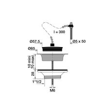 Bonde bouchon 40X49 D60 plastique/Inox pour évier Réf.70110000000