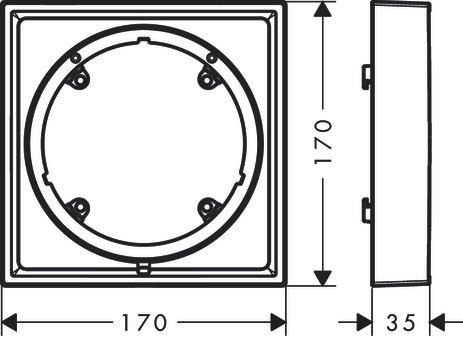 hansgrohe Rosace de compensation carrée 22 mm, Chromé