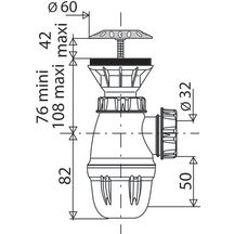 Bonde à grille Altech inox diamètre 60 + siphon