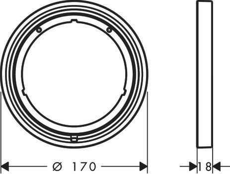 hansgrohe Rosace de compensation ronde 22 mm, Noir chromé brossé