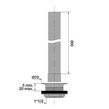 Bonde évier surverse D70, tube laiton chromé, garde d'eau 300mm, débit 75l/min (sous 120mm d'eau) Réf 36010000000