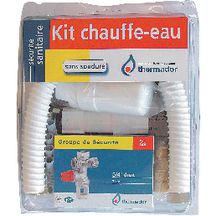 Kit chauffe-eau complet (groupe sécurité, siphon, 2 flexibles inox, évacuation pvc avec raccord, tire-fond et cheville) BKCE