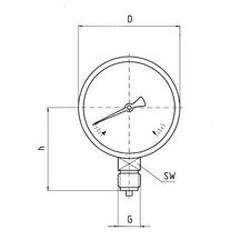 Manomètre diam 63mm 0 à 4 bars euro 51 raccord vertical