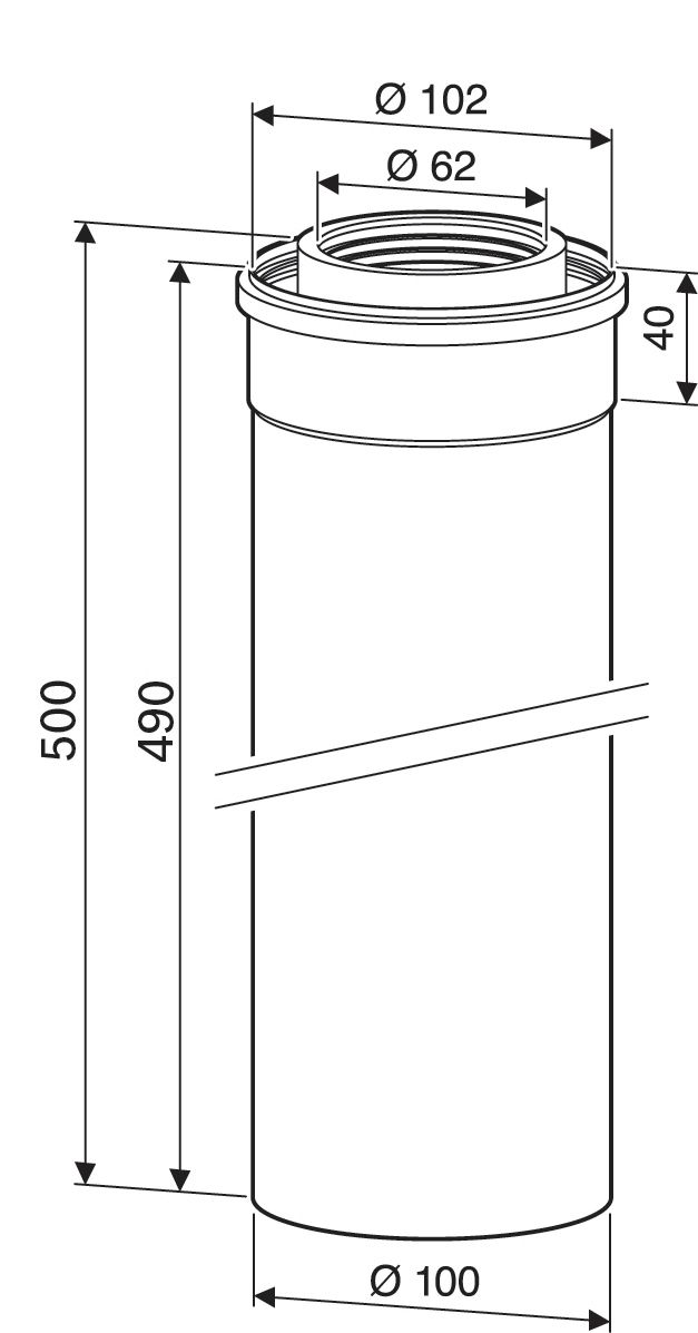 Allonge 60 / 100 condens 500 mm AZB909 réf. 7719002779