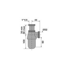 Siphon européen lavabo grande tasse 33x42 laiton chromé 13030000000