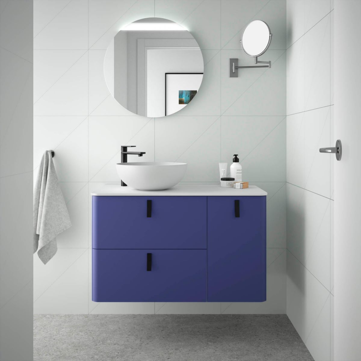 Meuble 90 porte droite UNIIQ L.89,7 x H.54 x P.45 cm finition azul altamar  Réf.24619