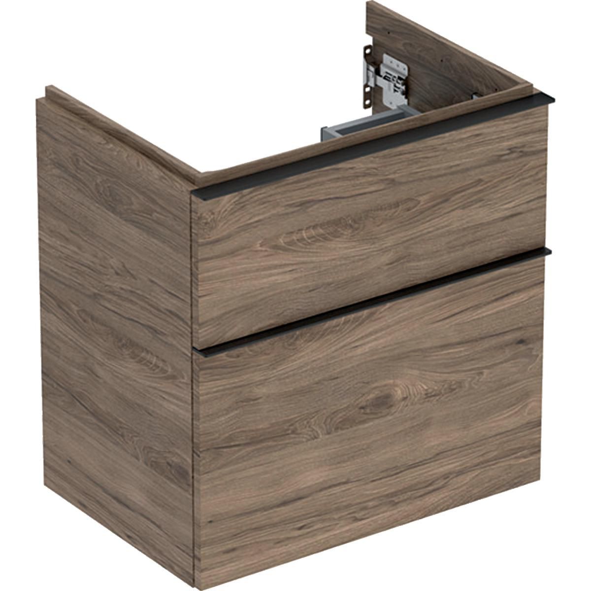 Meuble sous lavabo 60 cm compact Geberit iCon 2 tiroirs Noyer Carya