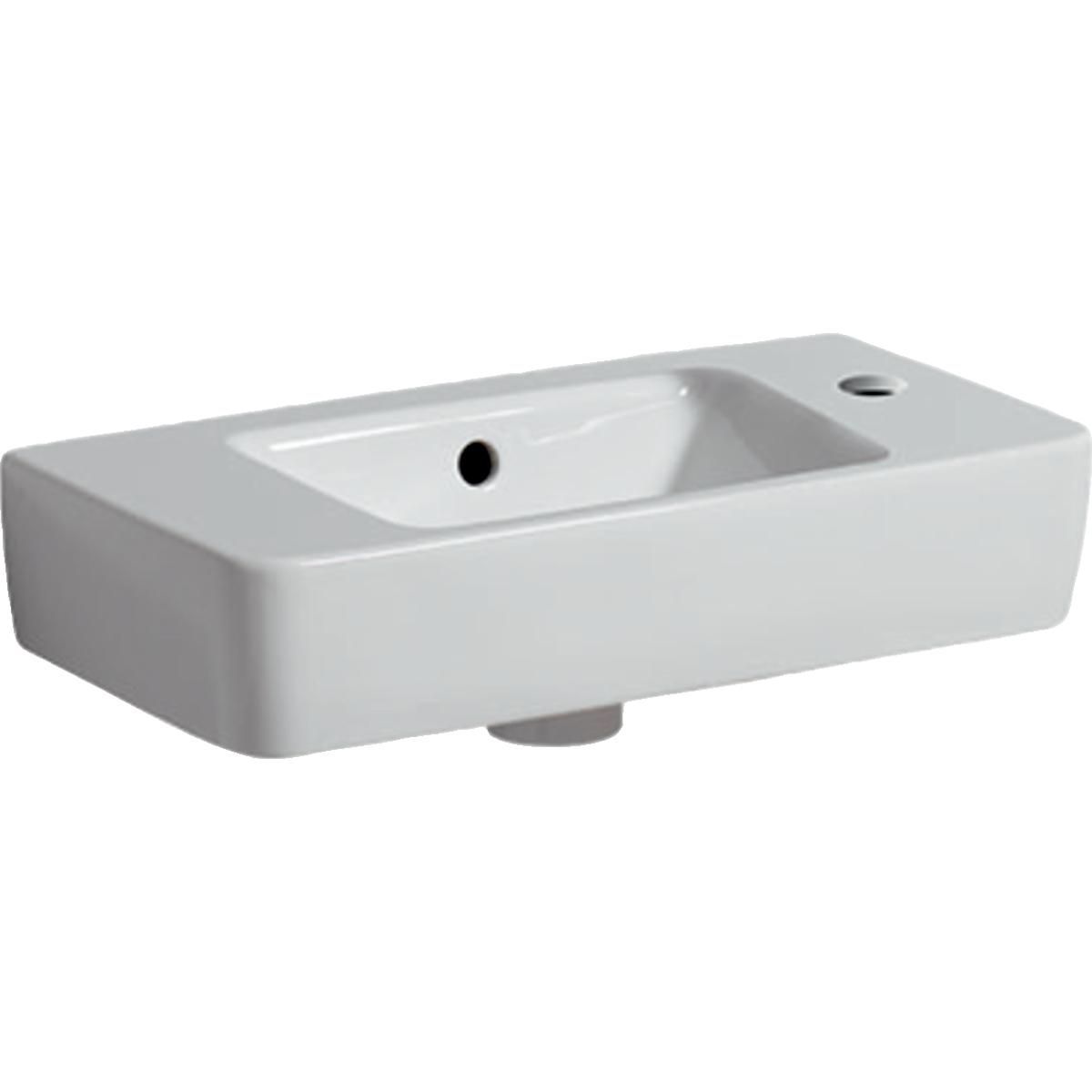 Lave-mains Renova Compact avec plage de dépose à gauche - 50 x 25 cm - trou de robinetterie à droite - trop-plein visible - blanc Réf. 276150000