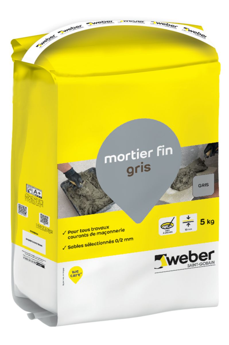 Mortier fin gris sac de 5 kg Réf 11101864