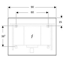 Miroir LED Geberit Option Plus Square avec éclairage direct et indirect,largeur 90cm, hauteur 70cm, Aluminium anodisé