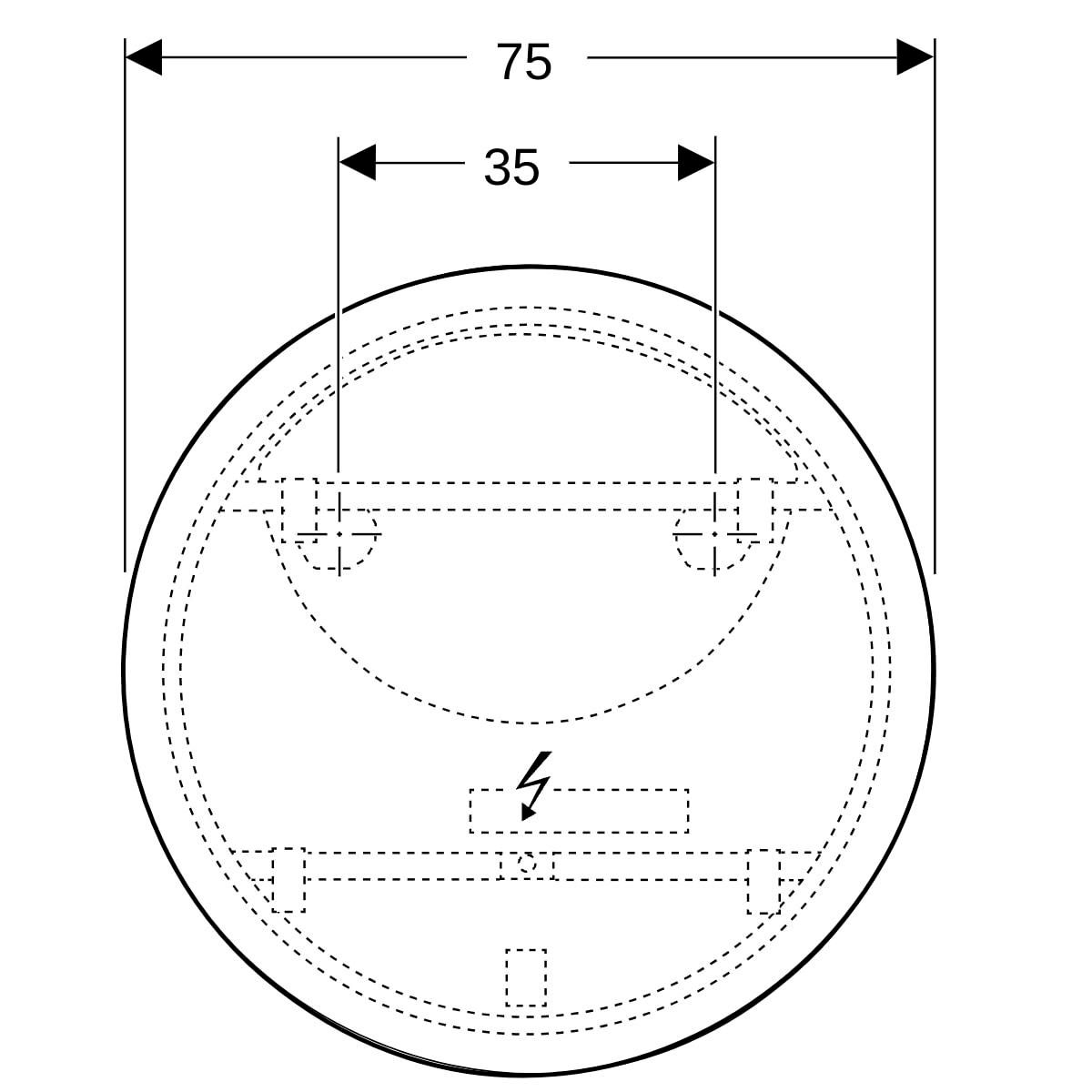 Miroir LED Geberit Option Round, avec éclairage indirect et indirect, diamètre 75cm