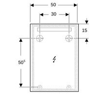 Miroir LED Geberit Option Basic Square, éclairage en haut, largeur 50cm,hauteur 70cm, aluminium anodisé