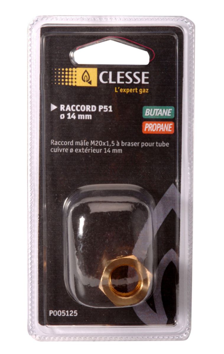 Raccord P51 à braser sur tube cuivre D14 sous coque NF Réf. P005125