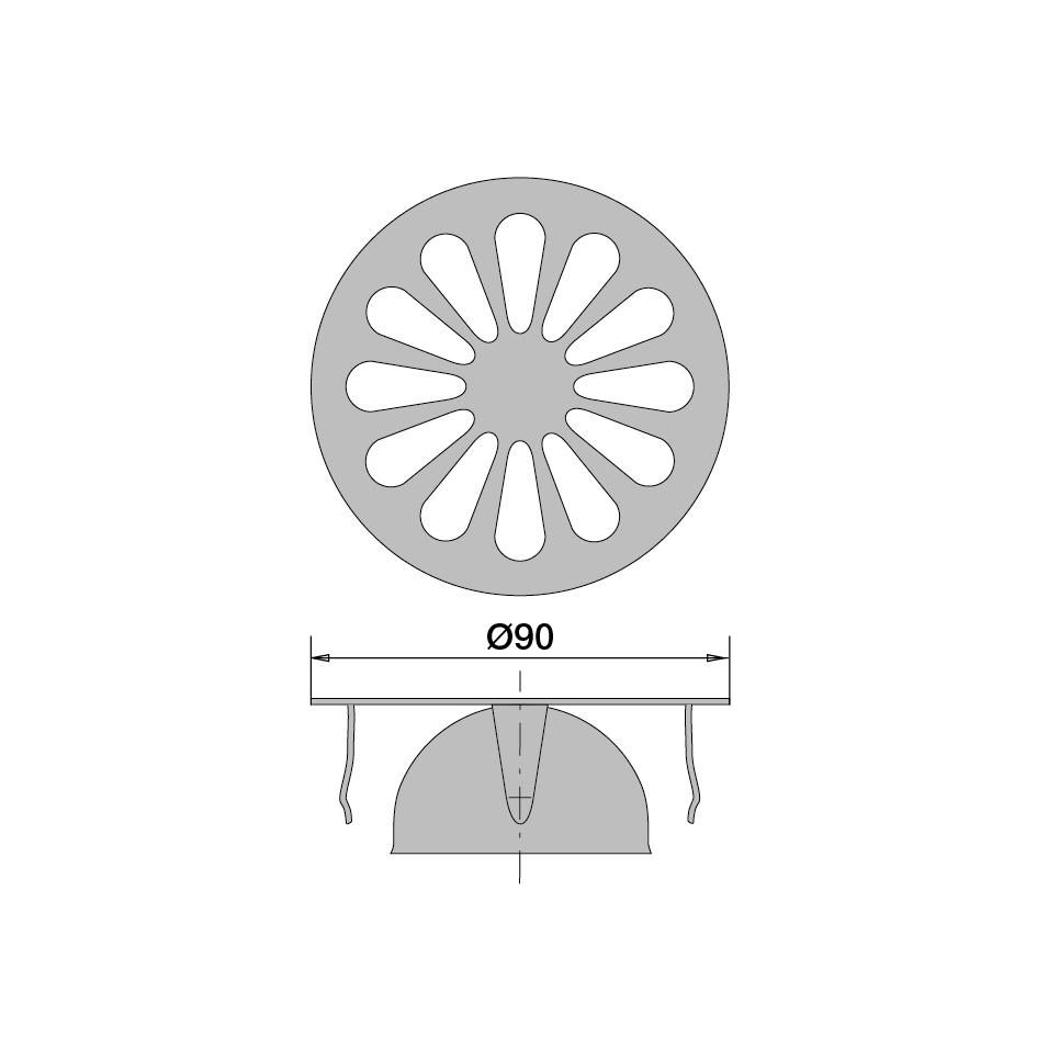 Grille à cloche siphon sol D90 03530000000