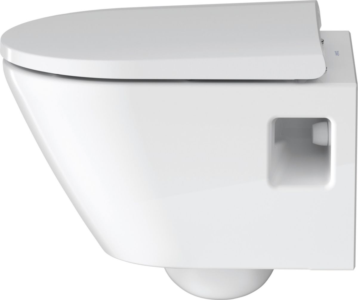 Cuvette suspendue Duravit D-Neo 480 mm blanc brillant fond creux rimless 3 L / 4,5 L évacuation horizontale Réf. 2587090000