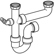 Siphon en tube coudé Geberit pour deux éviers, avec embout cannelé équerre, sort