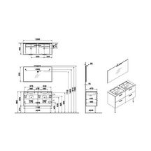 Meuble MIA L.120 cm finition blanc, 4 tiroirs, plan céramique, miroir ultraplat, applique Led, pieds chromés réf :66075