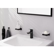 hansgrohe Logis Mitigeur de lavabo 100 avec tirette et vidage synthétique, Noir mat