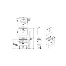 Meuble MIA L.80 cm finition blanc, 2 tiroirs, plan céramique, miroir ultraplat, applique Led, pieds chromés réf: 75075