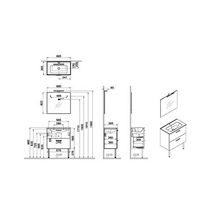 Meuble MIA L.70 cm finition blanc, 2 tiroirs, plan céramique, miroir ultraplat, applique Led, pieds chromés réf: 66100