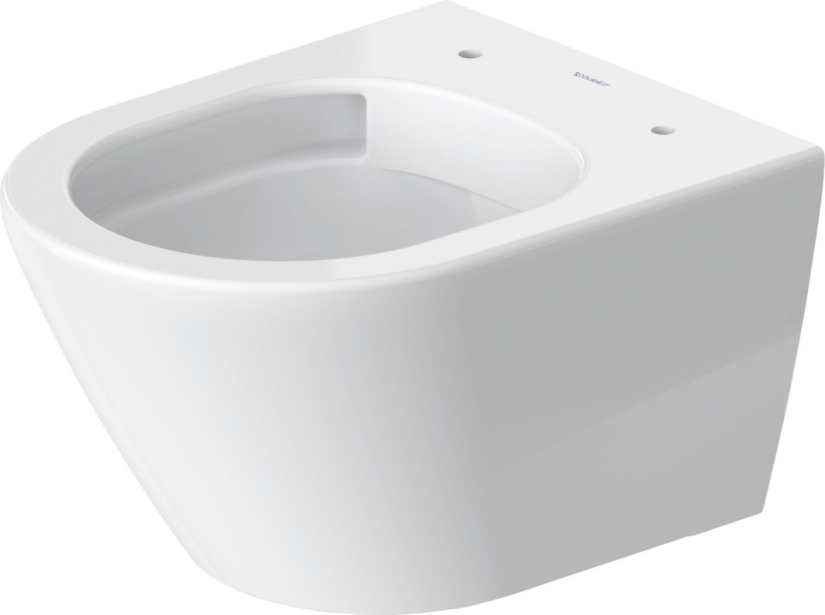 Cuvette suspendue Duravit D-Neo 480 mm blanc brillant fond creux rimless Durafix 3 L / 4,5 L évacuation horizontale Réf. 2588090000