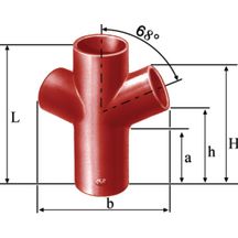 Embranchement Culotte double SMU S 68° en fonte diamètre nominal 125-100mm Réf. 156766 PAM