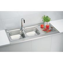 Evier à poser LAVELLI 2 cuves 1200 inox 18/10 NF nu, Lisse