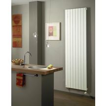 Radiateur eau chaude Acova Fassane vertical simple, puissance 1800W (dT50), hauteur 1900 mm, largeur 888 mm, 12 éléments, raccordement excentré par le bas, Aller/Retour réversible, appareil réversible Haut/Bas, Blanc RAL 9016 Réf. HX-190-088