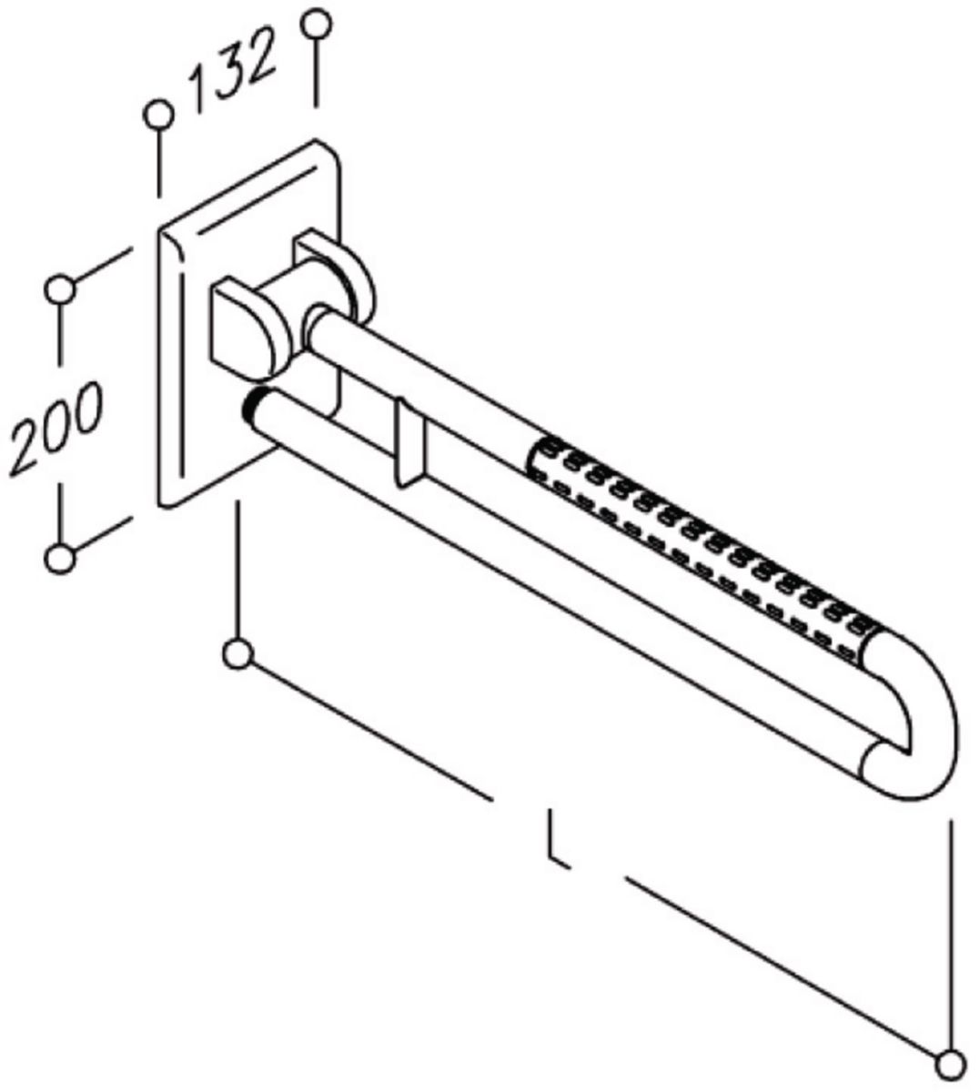 Barre d'appui double rabattable SERIE 400 72 cm, surface structurée, nylon line réf. NY.447.030