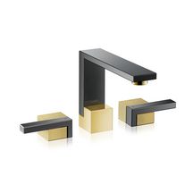 AXOR Edge Mélangeur de lavabo 3 trous 130, bonde push-open, coupe diamant, Noir chromé poli