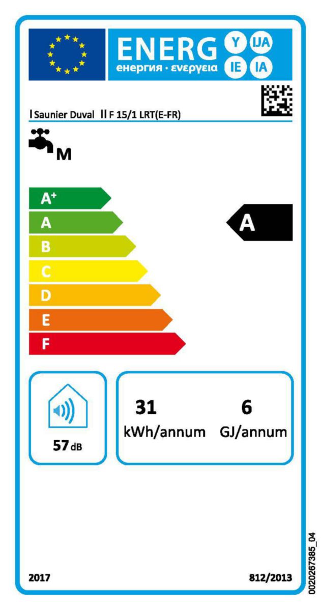 Chauffe-eau gaz instantané Opalia F 15/1 LRT (E-FR) Réf. 0010023404