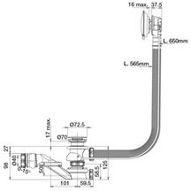 Vidage automatique à câble chromé siphon à sortie orientable à visser pour tube diamètre 40 Réf 5830000