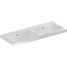 Lavabo double light Geberit iCon 120 cm 2 cuves avec trop-plein sans trous de robinetterie