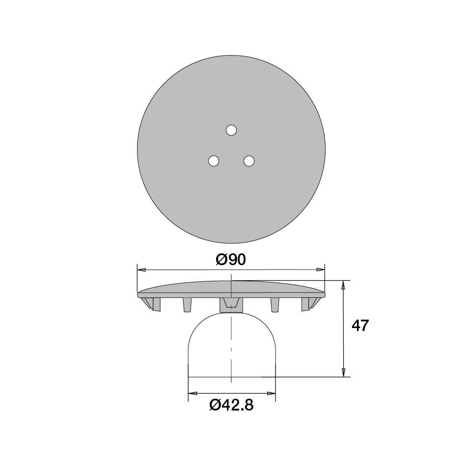 Capot métal D90 chromé avec cloche pour bonde D60 sans vidage Réf 03450000000