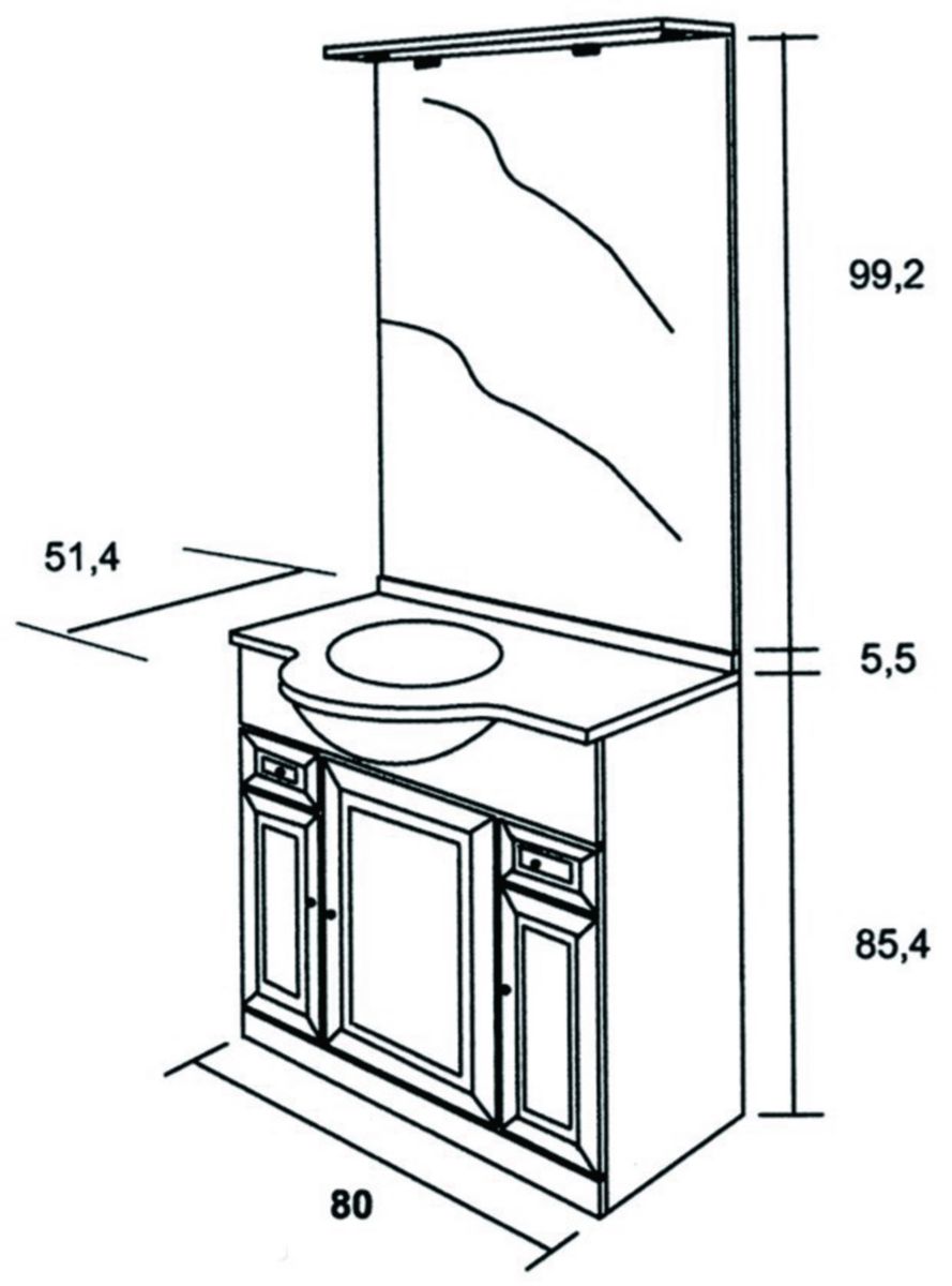 Miroir SLIMO 2 - 80 cm blanc avec bandeau halogène