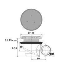 Bonde de douche GOULUE chromée à sortie multi-directionnelle D90 capot métal Réf 57760000000