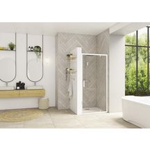 Paroi de douche Smart Design porte pivotante 80 profilé blanc verre transparent Réf. PA90202BTNE