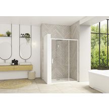 Paroi de douche Smart Design porte pivotante XXL 120 cm profilé blanc verre transparent Réf. PA90211BTNE