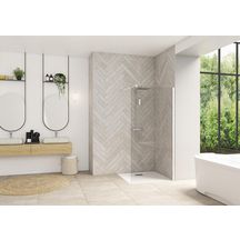 Paroi de douche Smart Design solo 120 cm profilé blanc verre transparent Réf. PA90308BTNE