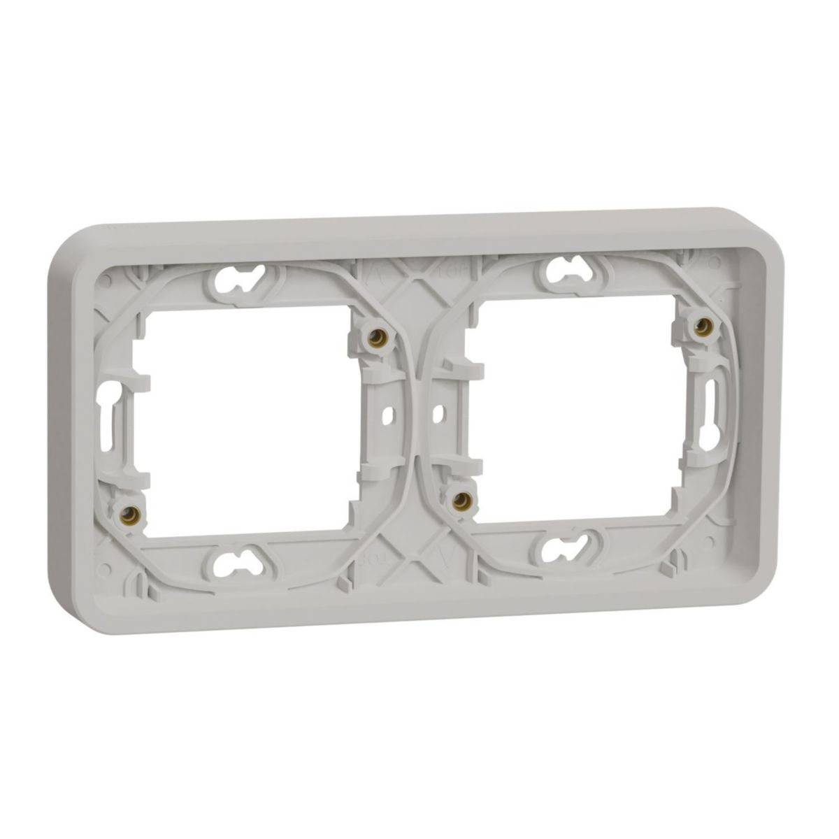 Mureva Styl - Cadre 2 postes horizontal - encastré - IP55 - IK08 - blanc Réf.MUR39101