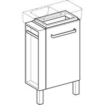 Meuble bas pour lave-mains RENOVA COMPACT L44.8 x H75.4-76.9 x P25.2 cm, laqué blanc laqué ultra-brillant, charnières à droite réf : 009928CBLBB